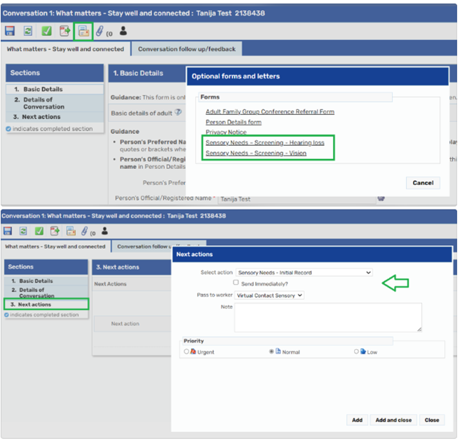 Sensory needs referral on mosaic workflow